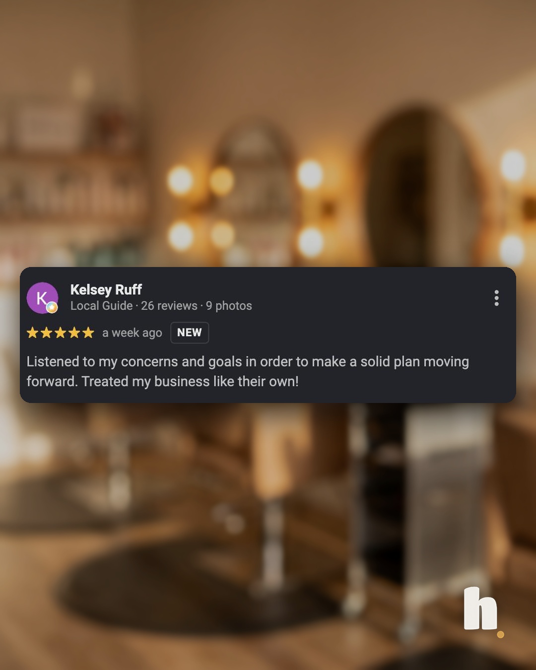 Google review from Kelsey, five stars.