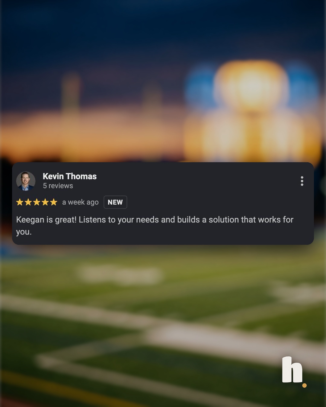 Google review from Kevin, five stars.