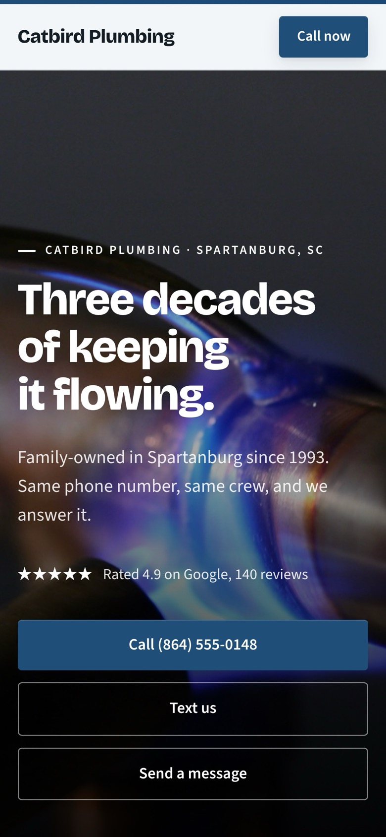 The same site on a phone.